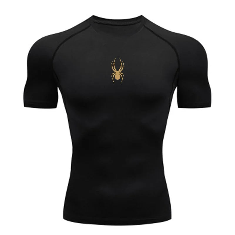 Men Sport T-Shirt Spider Quick Dry Bodybuilding Running Shirt Compression Tops Gym T Shirt Men Fitness Tight Tees Rashgard