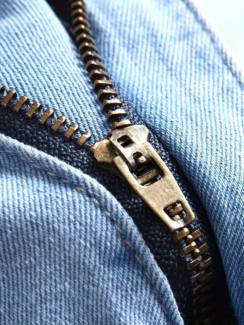 Men's Casual Slim Fit Ripped Jeans, Men's Versatile Street Style Denim Pants For All Seasons