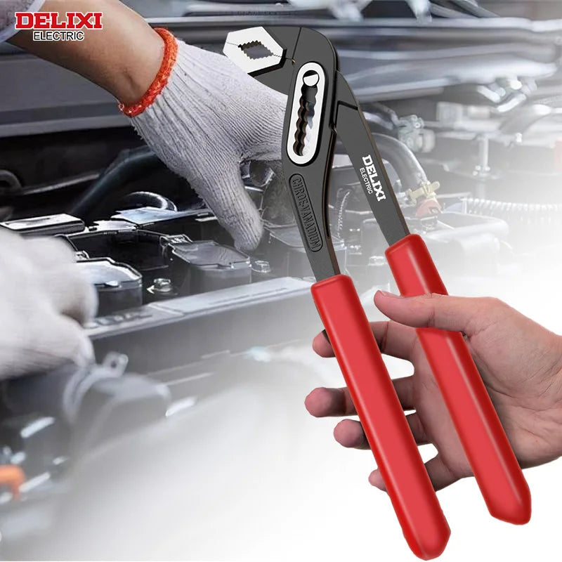DELIXI ELECTRlC 3-Piece Quick Release Groove Water Pump Pliers Set, Pipe WrenchAdjustable Large Opening