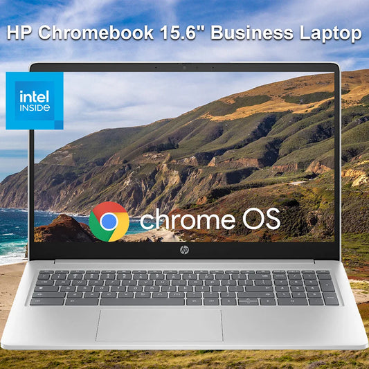 HP Newest Chromebook 15.6" Laptop,Intel Processor N200,8GB LPDDR5 RAM,320GB Storage(64GB eMMC+256GB Micro SD),WiFi 6, Chrome OS