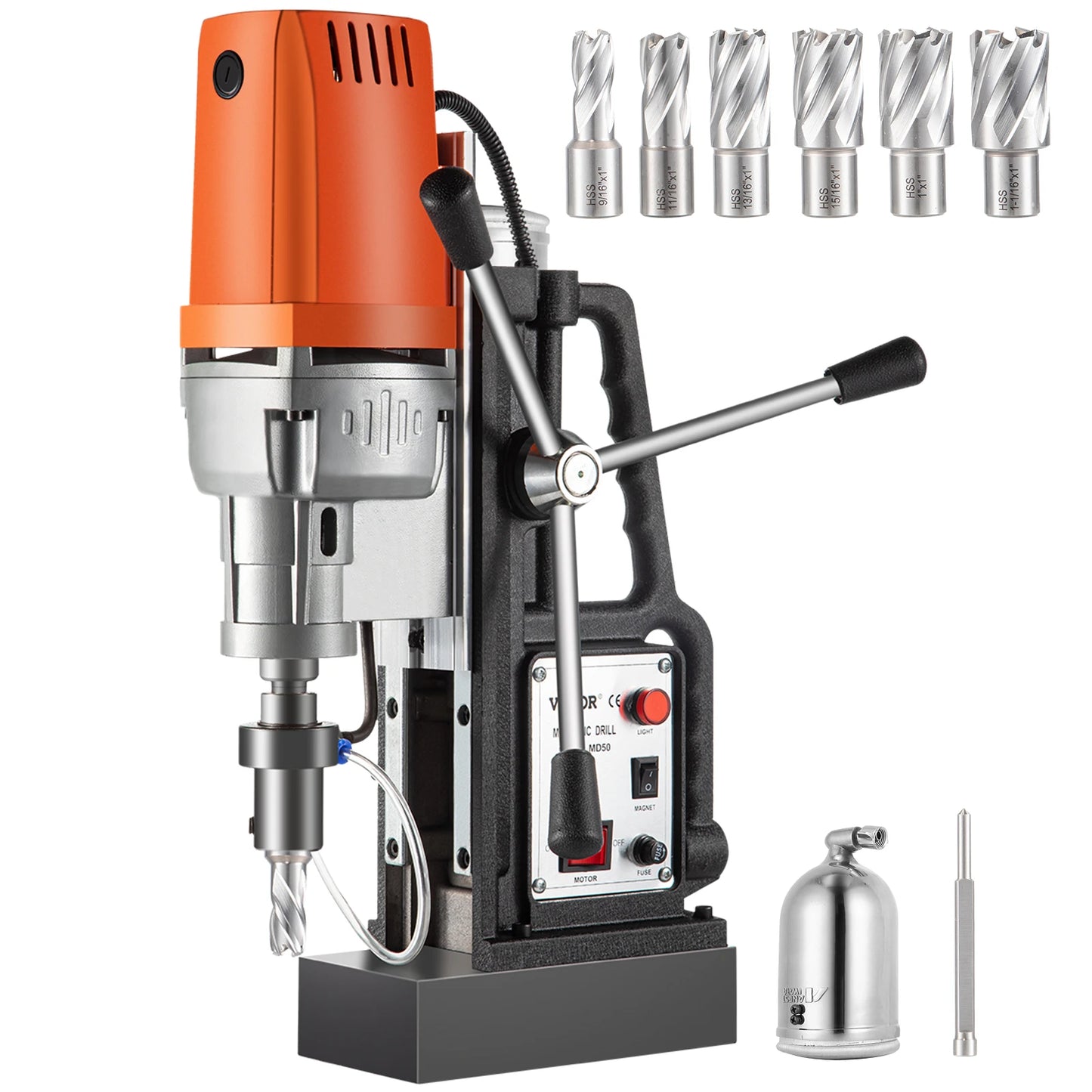 SucceBuy MD50 50mm Magnetic Drill Press Kit 1680W Electric Bench Drilling Machine 2900LBS Magnet with HSS Annular Cutter Bits