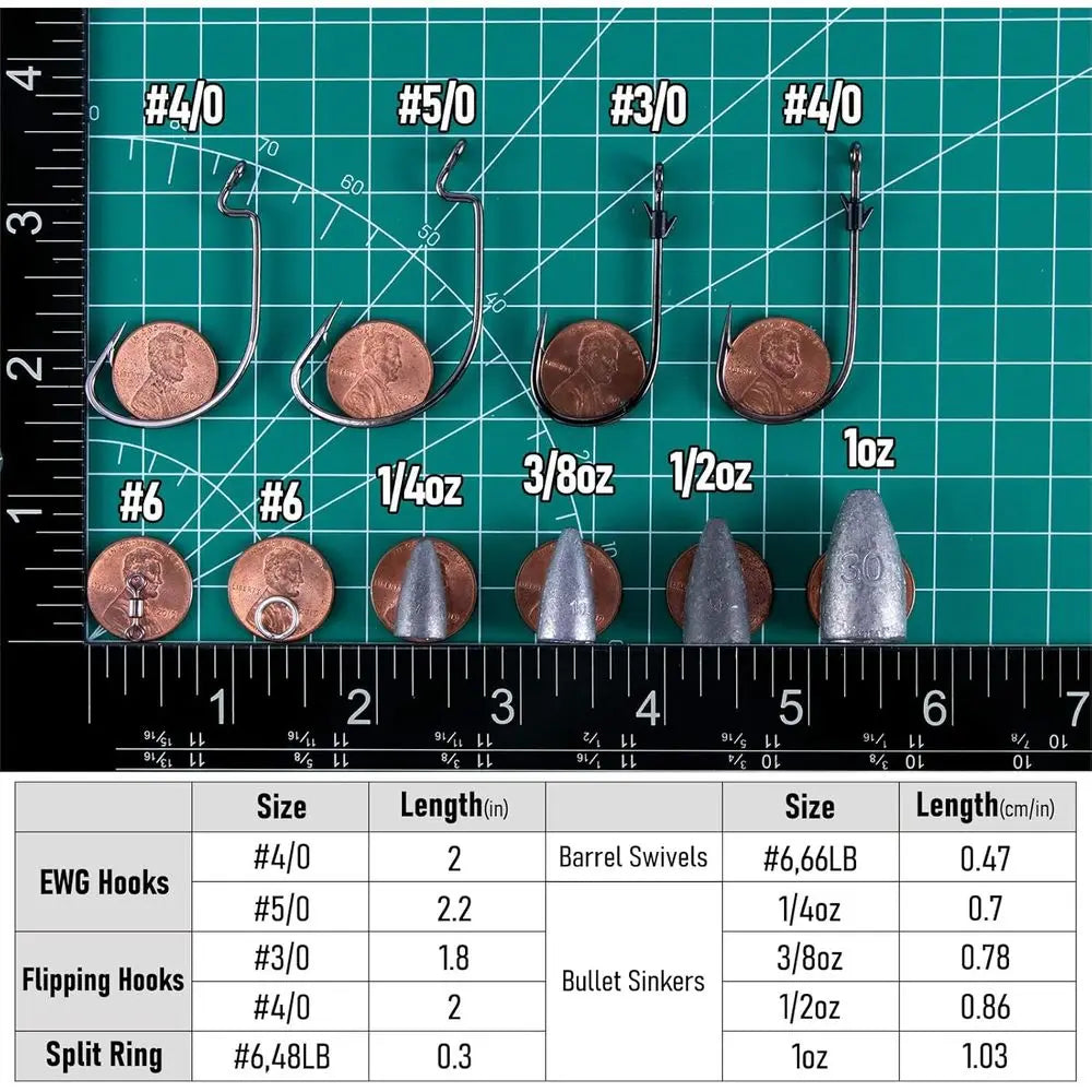 Bass Fishing Kit: Tokyo-Style EWG Hooks, Punch Shot Rigs & Freshwater Sinkers