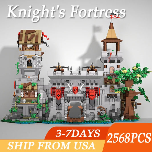 2568PCS Holy Spirit Knight's Fortress Building Blocks MOC Street View Bricks Model Toys Desktop Ornament Kids Adult Holiday Gift