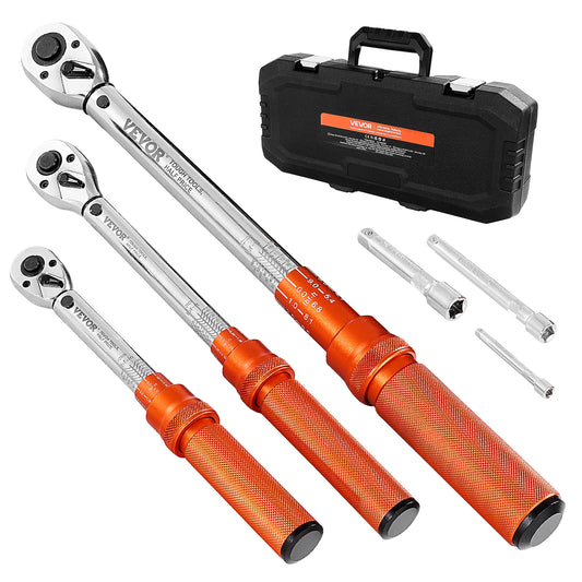 VEVOR  3PCs Click Torque Wrench Set1/4, 3/8, 1/2 Inch Drive Dual-direction and Dual Range Scales 72-Tooth for Bicycle Repair