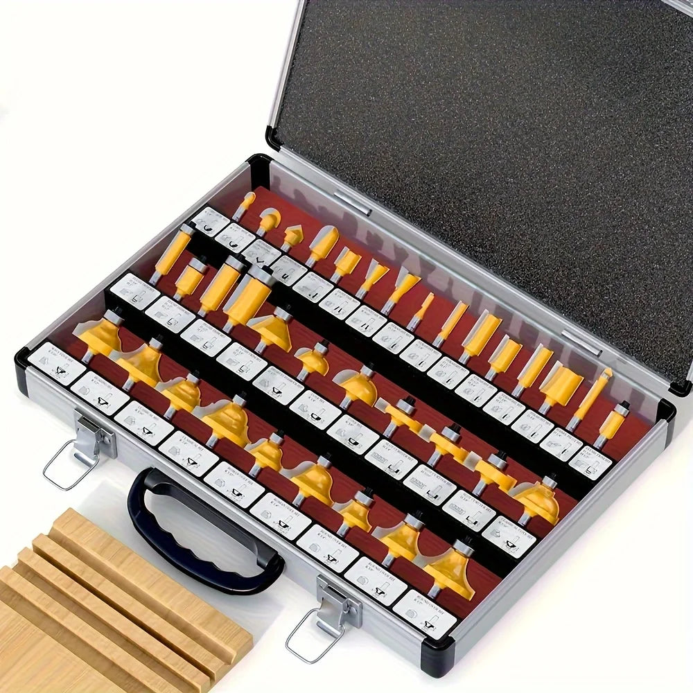 35 Pieces/Set Carbide Tipped Router Bits, 1/4 Inch Shanks, Woodworking Router, Premium Woodworking Router Bit Set, Carbide Tippe
