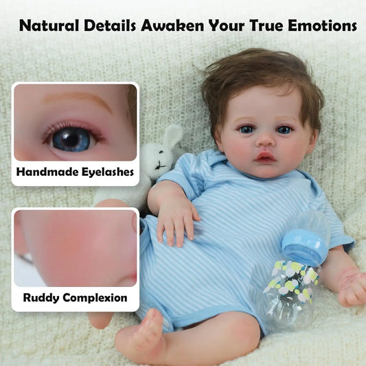 Reborn Baby Dolls Boy 18 Inch Realistic Newborn Soft vinyl Body Adorable Poseable Real Life Doll with Accessories