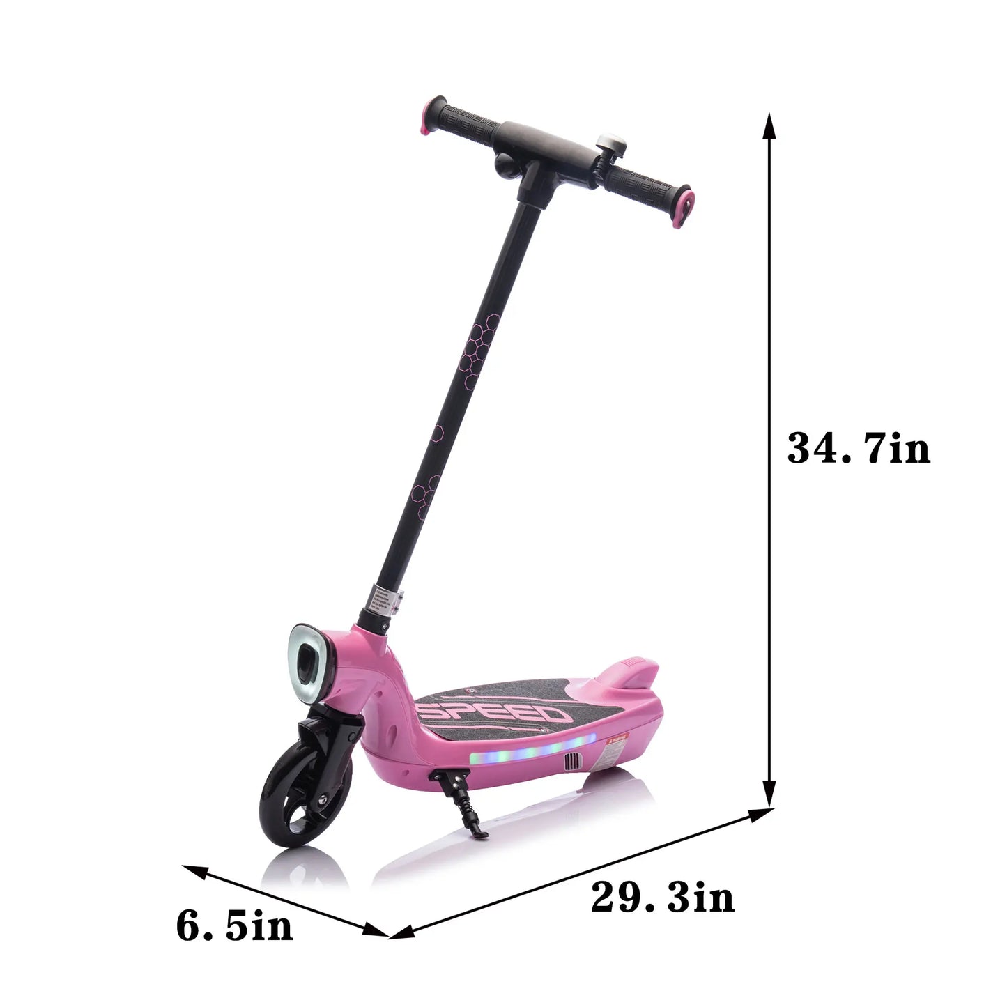 Electric Scooter for Kids Ages 6+, Max 13 Miles & 7 MPH Speed, Colorful LED Lights, Pink