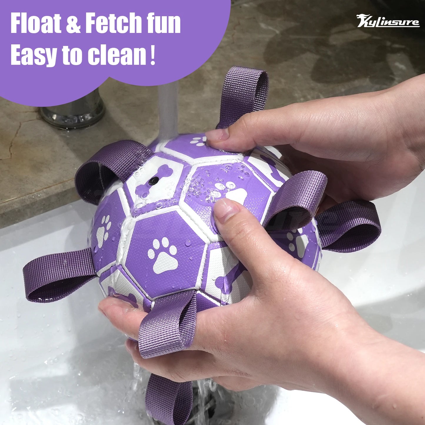 Dog Toys Soccer Ball with Straps, Interactive Dog Toys for Tug of War, Puppy Birthday Gifts, Water Toy, Durable Dogs Balls World