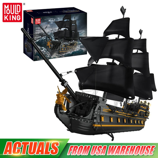 Mould King 13186 Pirate Ship Toys The Big Black Pearl Building Block Assembly Pirate Ship Brick Set Kids Christmas Gift