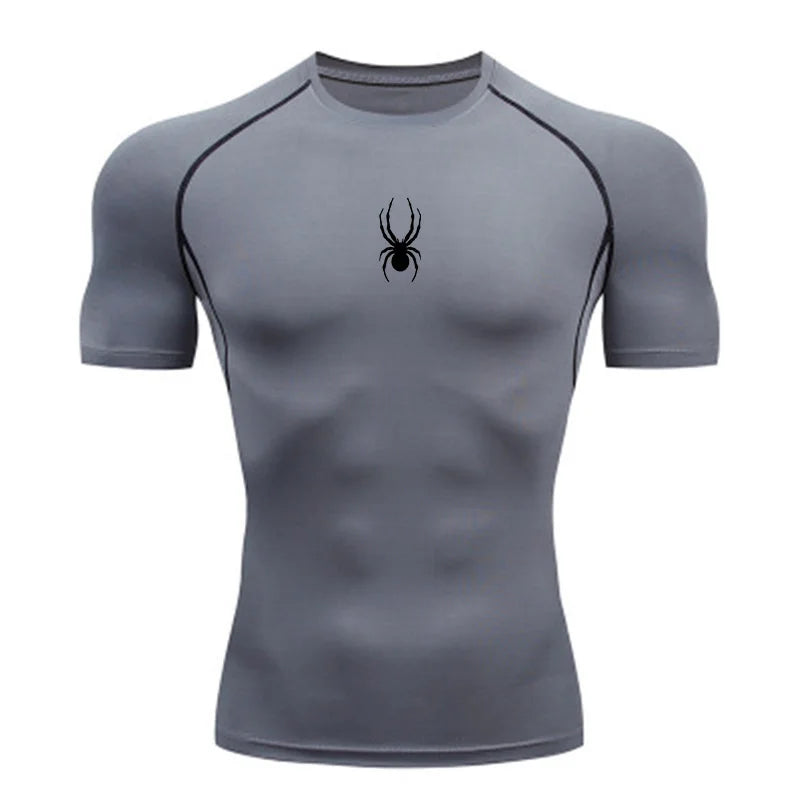 Men Sport T-Shirt Spider Quick Dry Bodybuilding Running Shirt Compression Tops Gym T Shirt Men Fitness Tight Tees Rashgard
