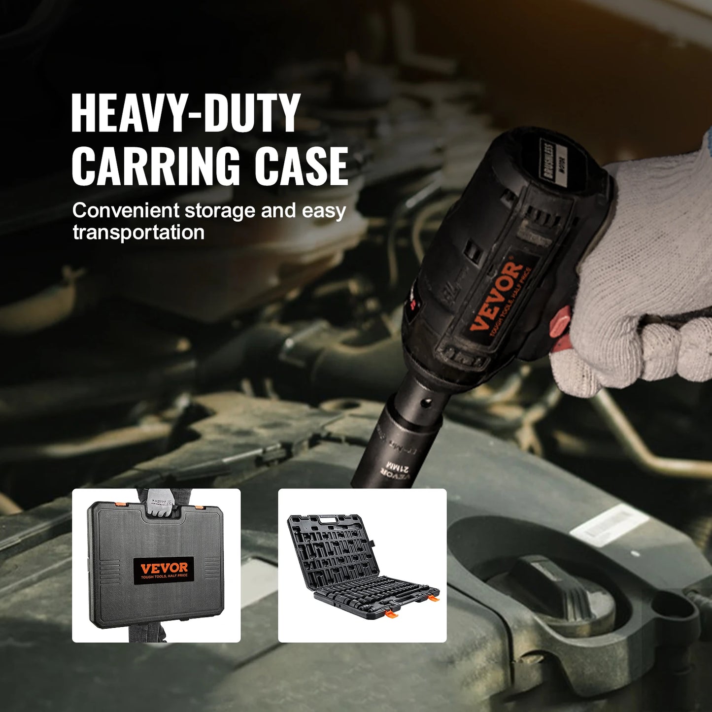 SucceBuy 23PCs 1/2" Drive Impact Socket Set Socket Set SAE (7/16" -1")& Metric (13-24mm) 6 Point Cr-V Alloy Steel Auto Repair