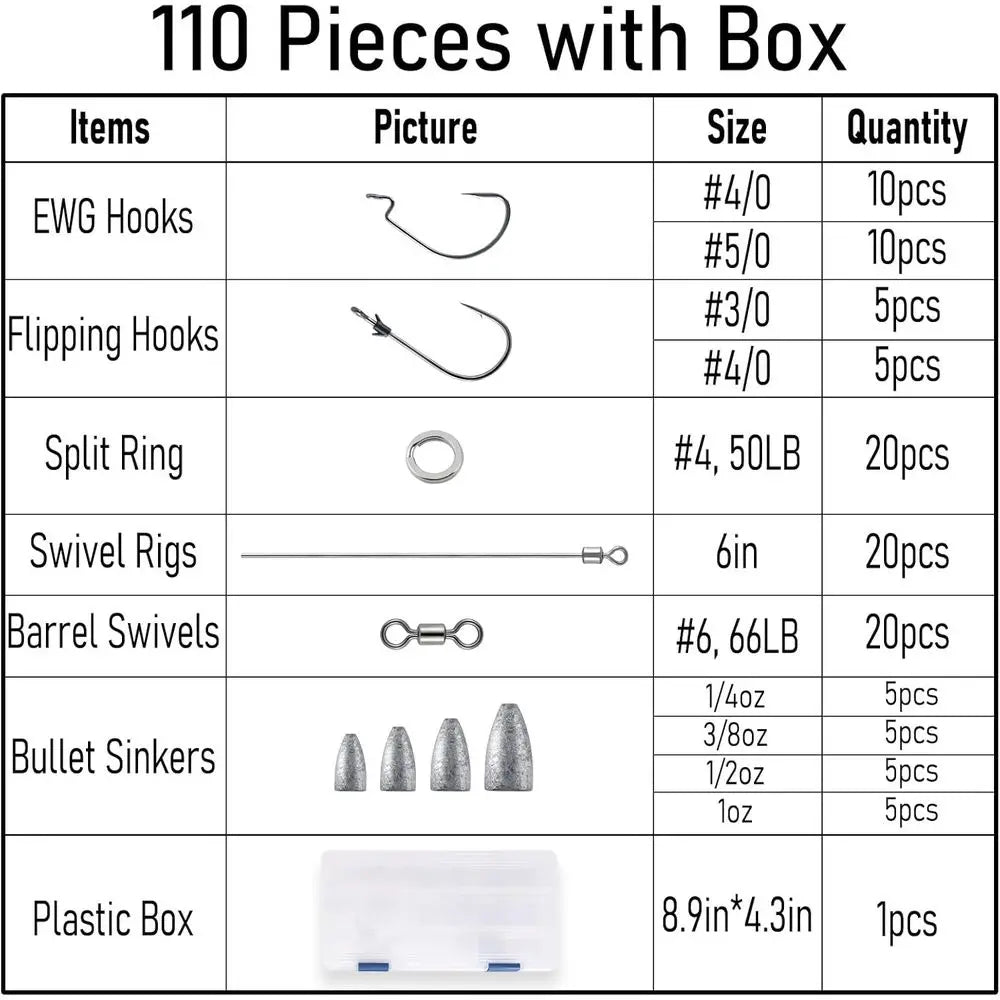 Bass Fishing Kit: Tokyo-Style EWG Hooks, Punch Shot Rigs & Freshwater Sinkers