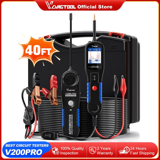 2025 VDIAGTOOL V200PRO 12/24V Car Power Circuit Probe 40FT/12M Cable Circuit Tester with Relay/Fuse Testing Breaker Finder Tools