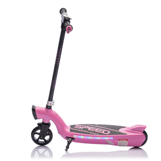 Electric Scooter for Kids Ages 6+, Max 13 Miles & 7 MPH Speed, Colorful LED Lights, Pink