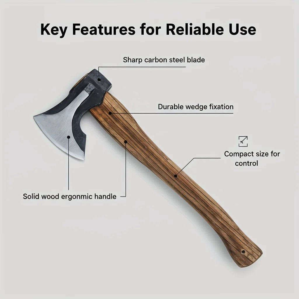 2PCS Professional Firewood Splitting Axe - Anti-Slip Wood Handle & Sharp Blade for Efficient Chopping & Outdoor Adventures