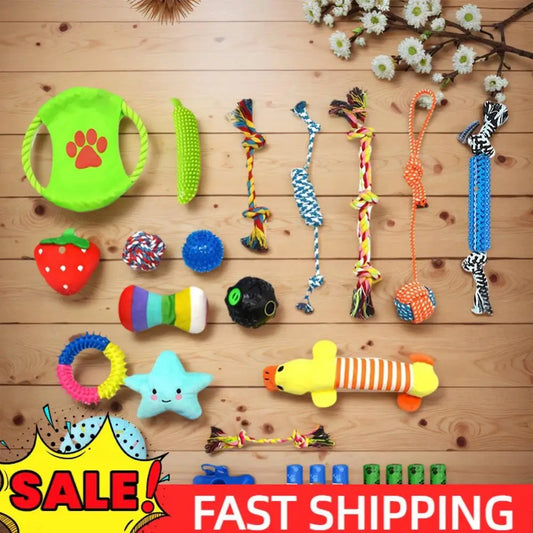 25Pcs Dog Chew Toys Dog Rope Toys Dog Treat Balls & Squeaky Toy for Small Medium Dogs