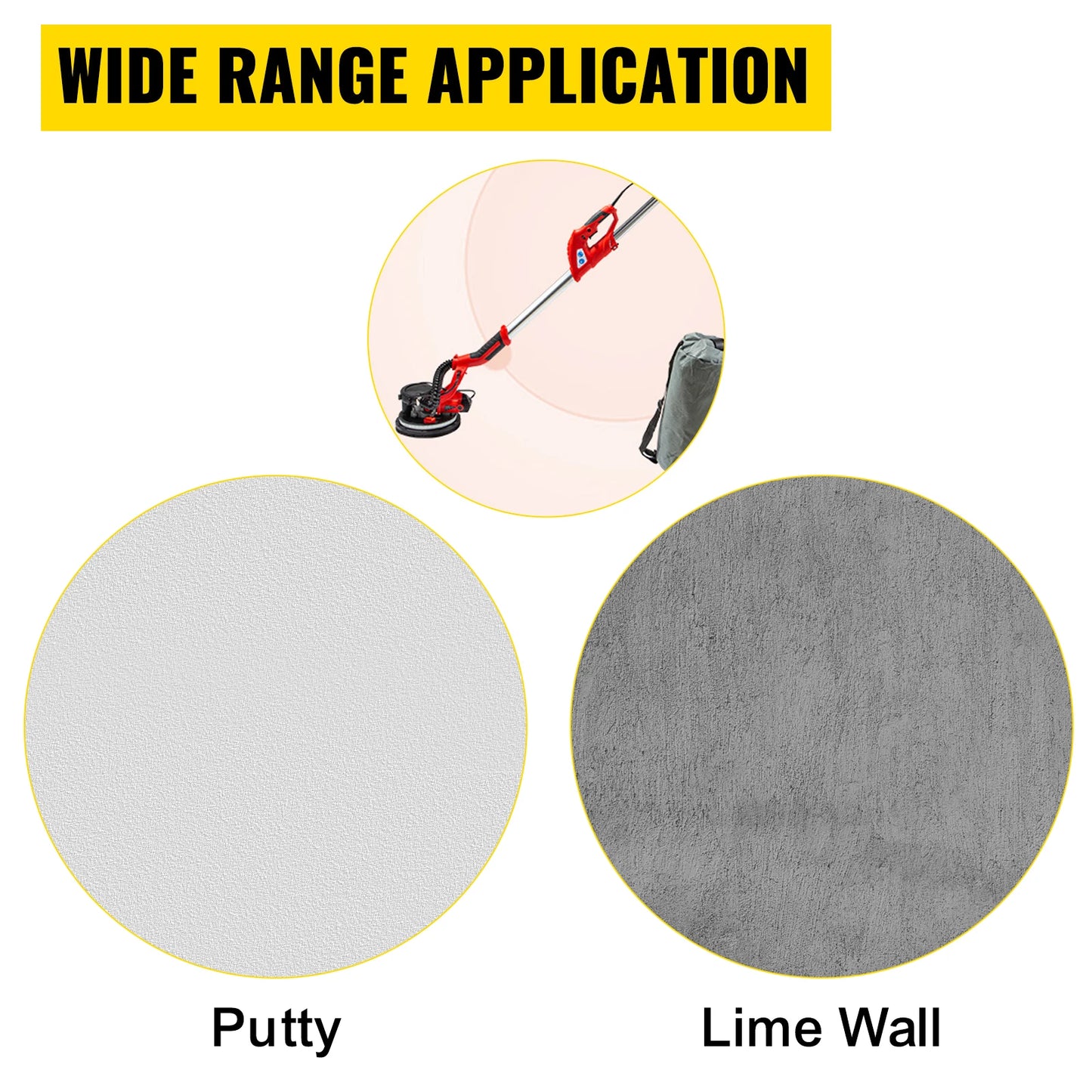 SucceBuy Drywall Sander 850W Variable Speed 800-1750RPM Electric Drywall Sander Foldable Sheetrock Sander with Handle Vacuum Bag