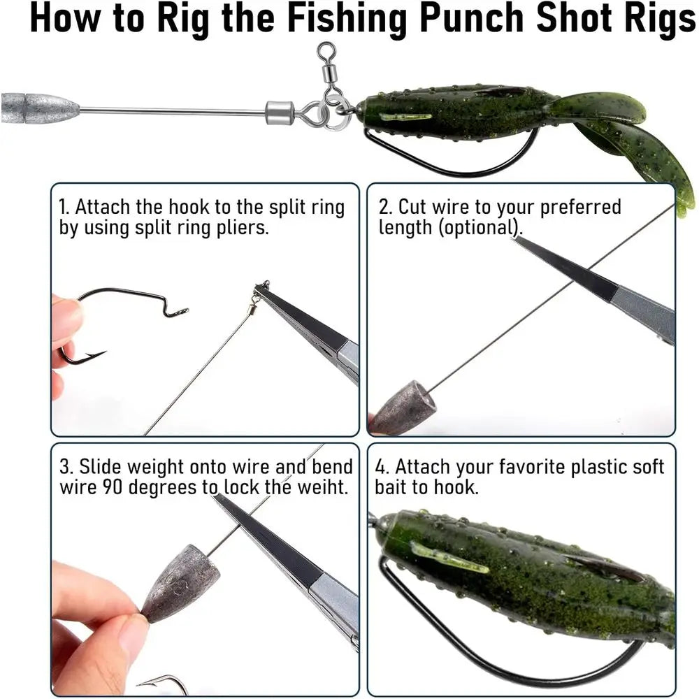 Bass Fishing Kit: Tokyo-Style EWG Hooks, Punch Shot Rigs & Freshwater Sinkers