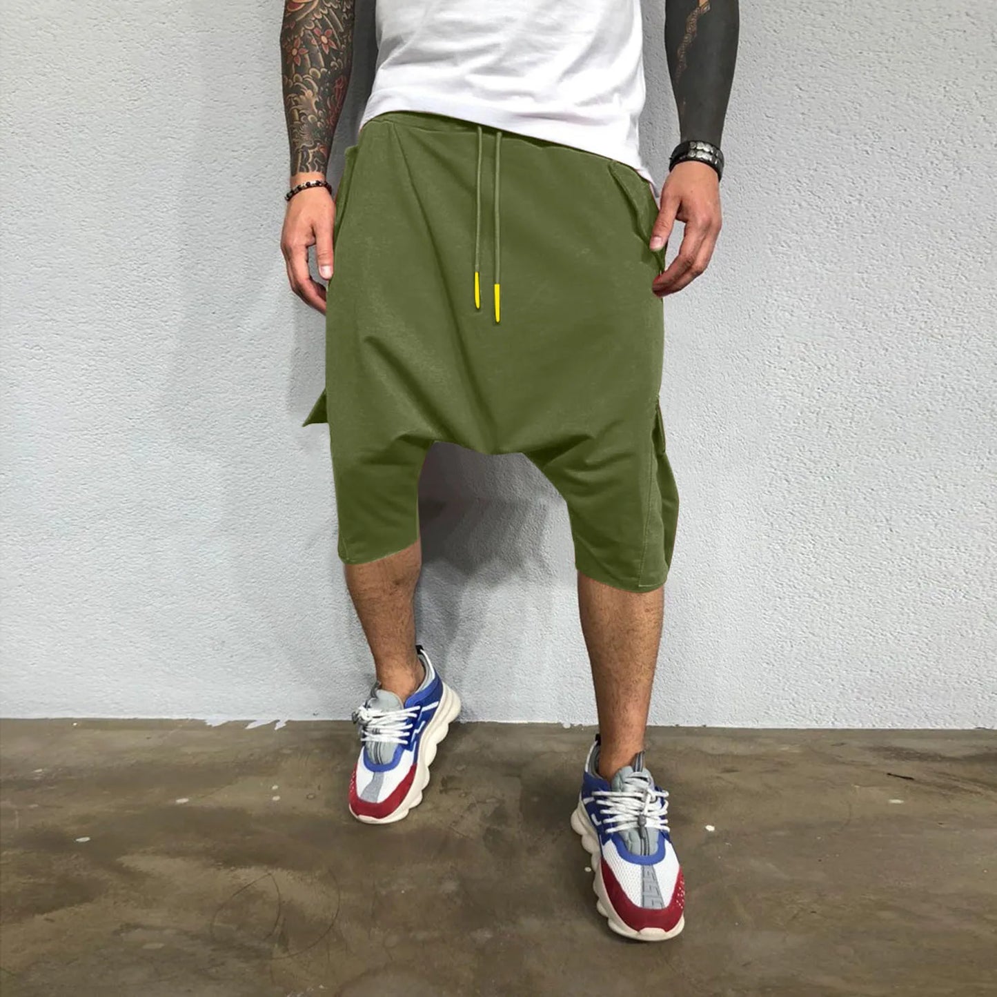Casual Sweatpants For Men Hip Hop Trend In Europe America Loose Solid Street Sports Harlan Cropped Trousers Men'S Clothing
