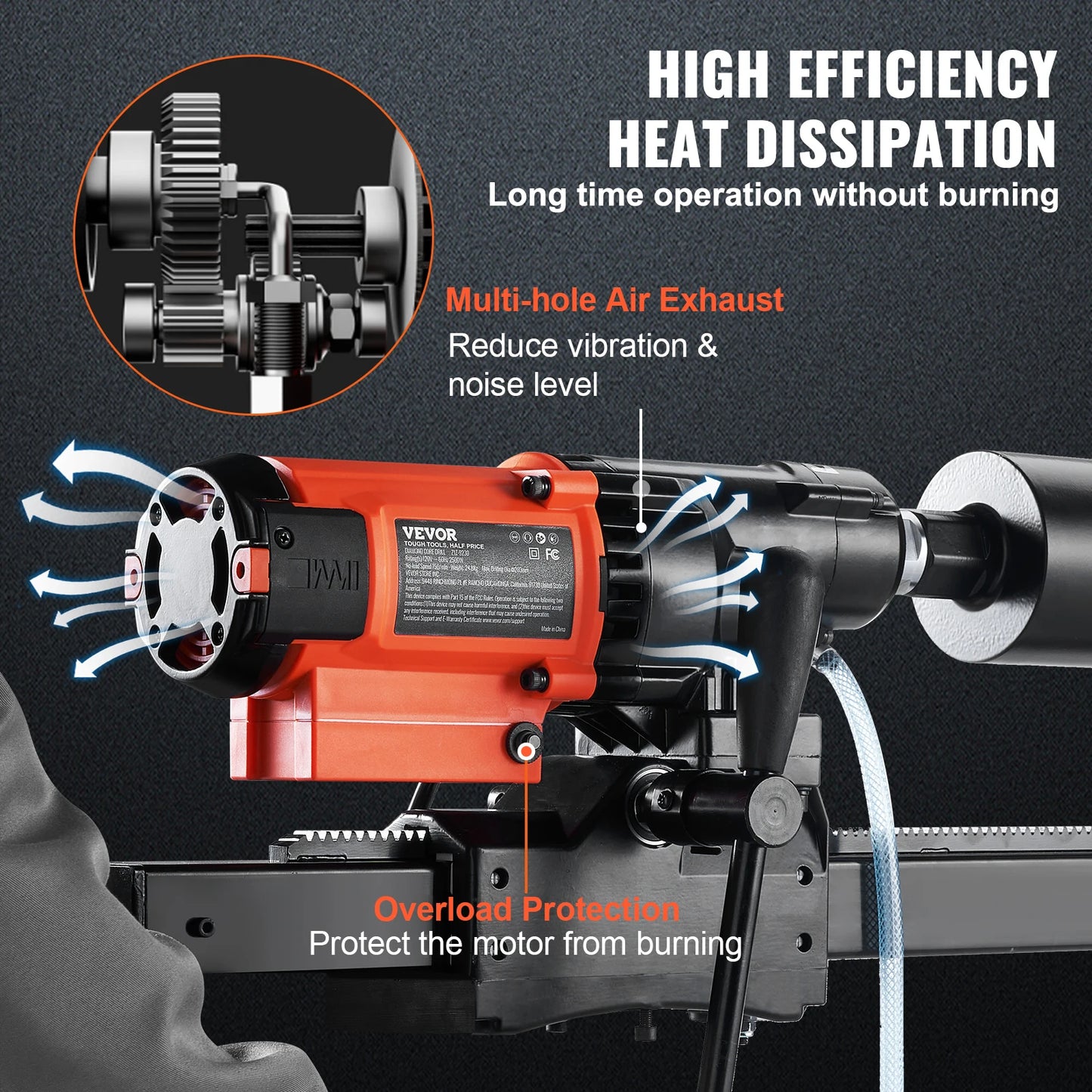 SucceBuy 3200W 750RPM Wet/Dry Diamond Core Drill Machine Concrete Drill Rig Stand Industrial Wet Electric Core Drilling Machine