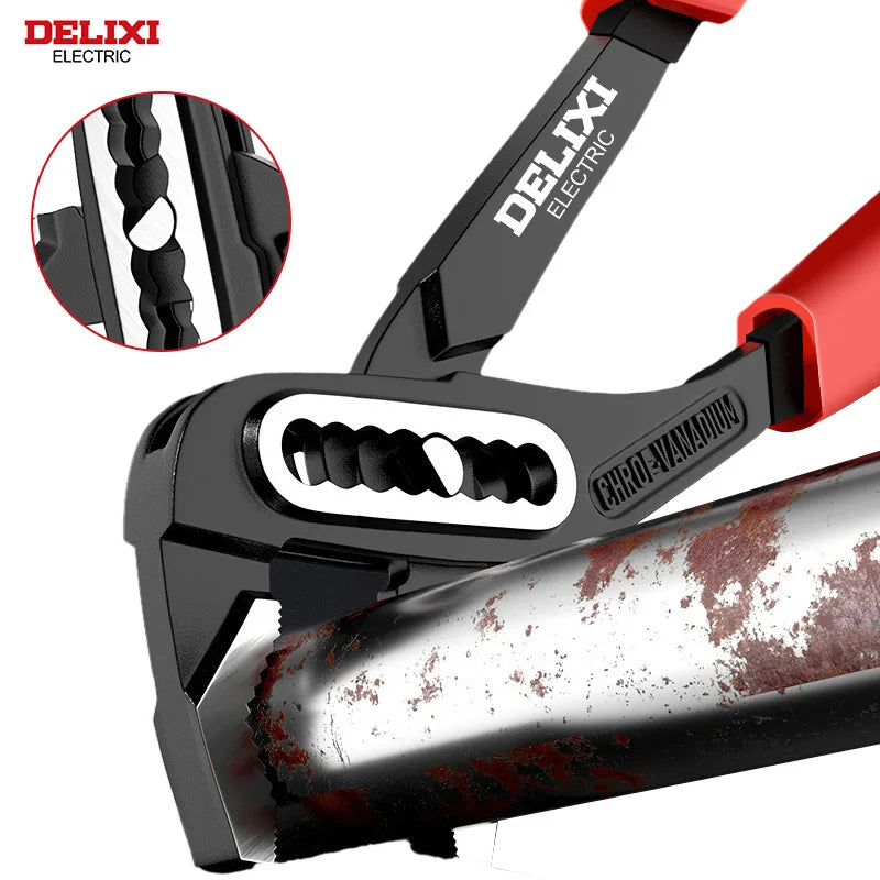 DELIXI ELECTRlC 3-Piece Quick Release Groove Water Pump Pliers Set, Pipe WrenchAdjustable Large Opening