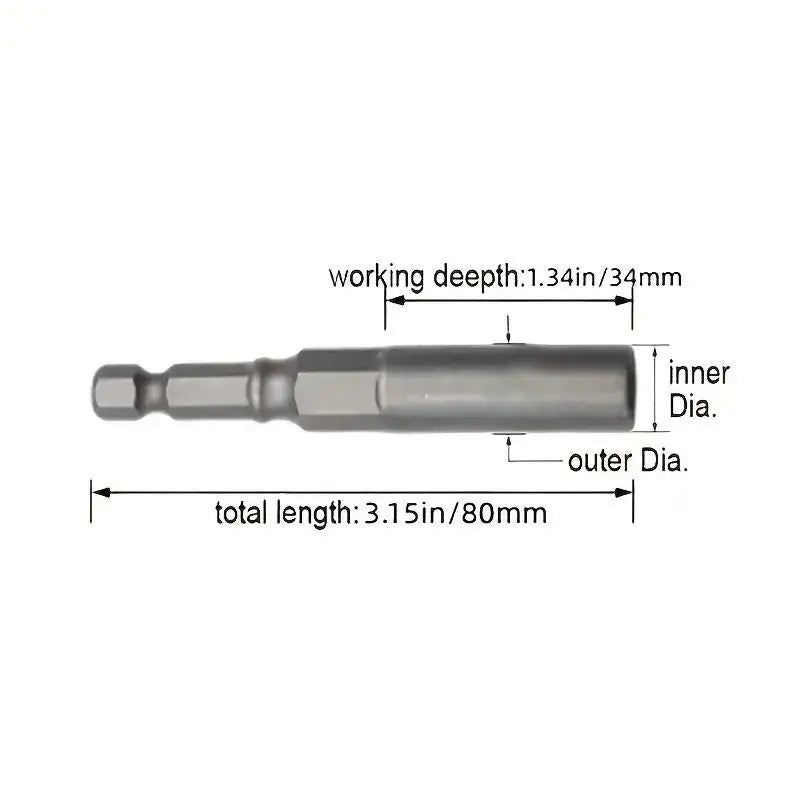 6pcs Magnetic Screwdriver Bit Kit for Electric Drill and Impact Drivers - Long Deep Nut Screw Adapter with Power Tools