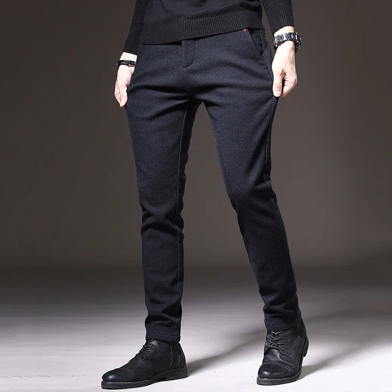 Men's Straight Leg Long Daily Pants Casual Straight Slim Fit Narrow Leg Trousers Stylish Male Suit Work Fashion Blue Gray Pants