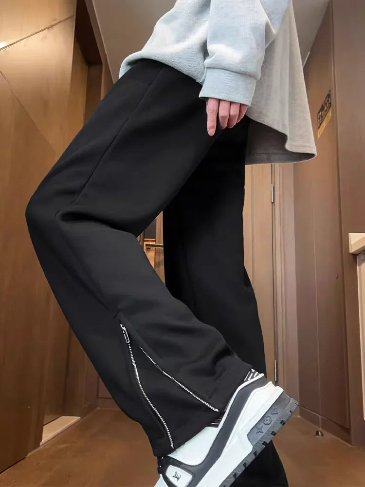 Men's American Style High Street Sweatpants Micro Flared Loose Fit Straight Leg Spring Autumn Hanging Sports