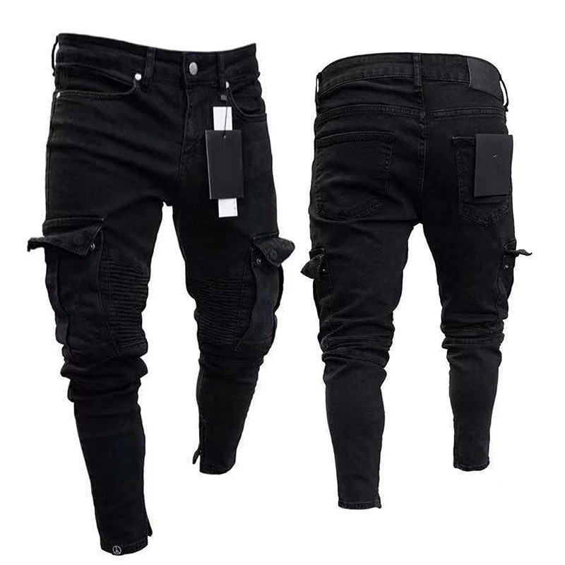 Men s Stylish Cargo Jeans with  Fit Design and Multiple Pockets for Spring and Summer Streetwear Fashion