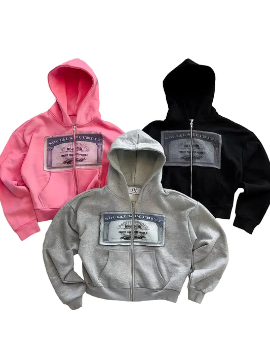 Vintage Grey Fall Jackets for Men Street Hip-hop Style Zip Up Hoodie Y2K Cute Hoodie Jacket Couple Outfit