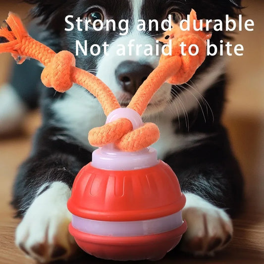 Smart Dog Toys Interactive Teasing Ball With Motion Activated Automatic Moving Squeaky Dog Toy Balls Puppy Chew Toys Knot Rope