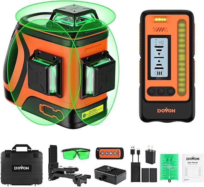 DOVOH Outdoor Laser Level with Receiver, 400ft High Power  360 Self Leveling with Detector for Sunlight Construction,H3-360G-Kit