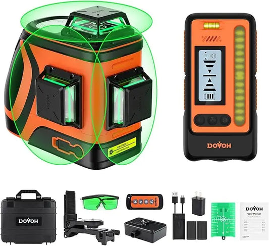 DOVOH Outdoor Laser Level with Receiver, 400ft High Power  360 Self Leveling with Detector for Sunlight Construction,H3-360G-Kit