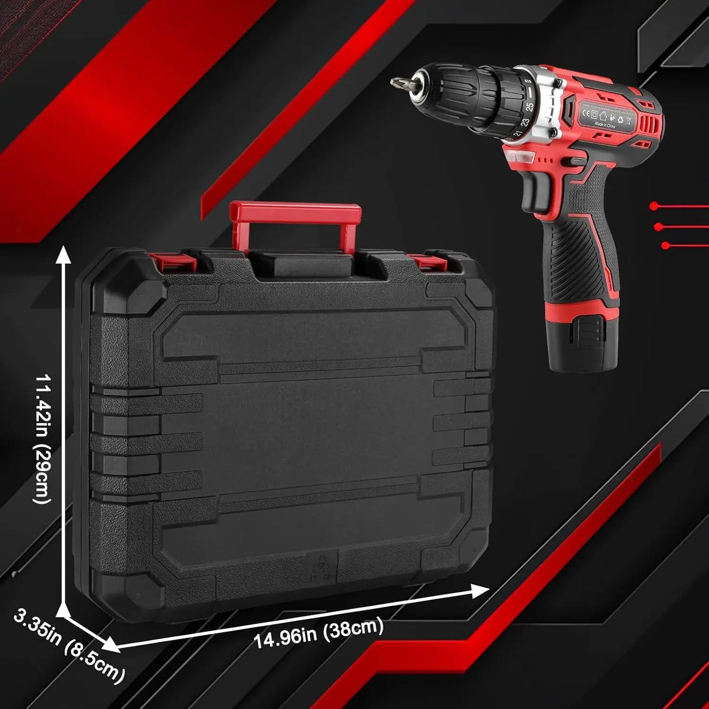 138 Pcs Power Tool Set with 12V Cordless Drill Home DIY Repairs Tool box for Repairs and Maintenance