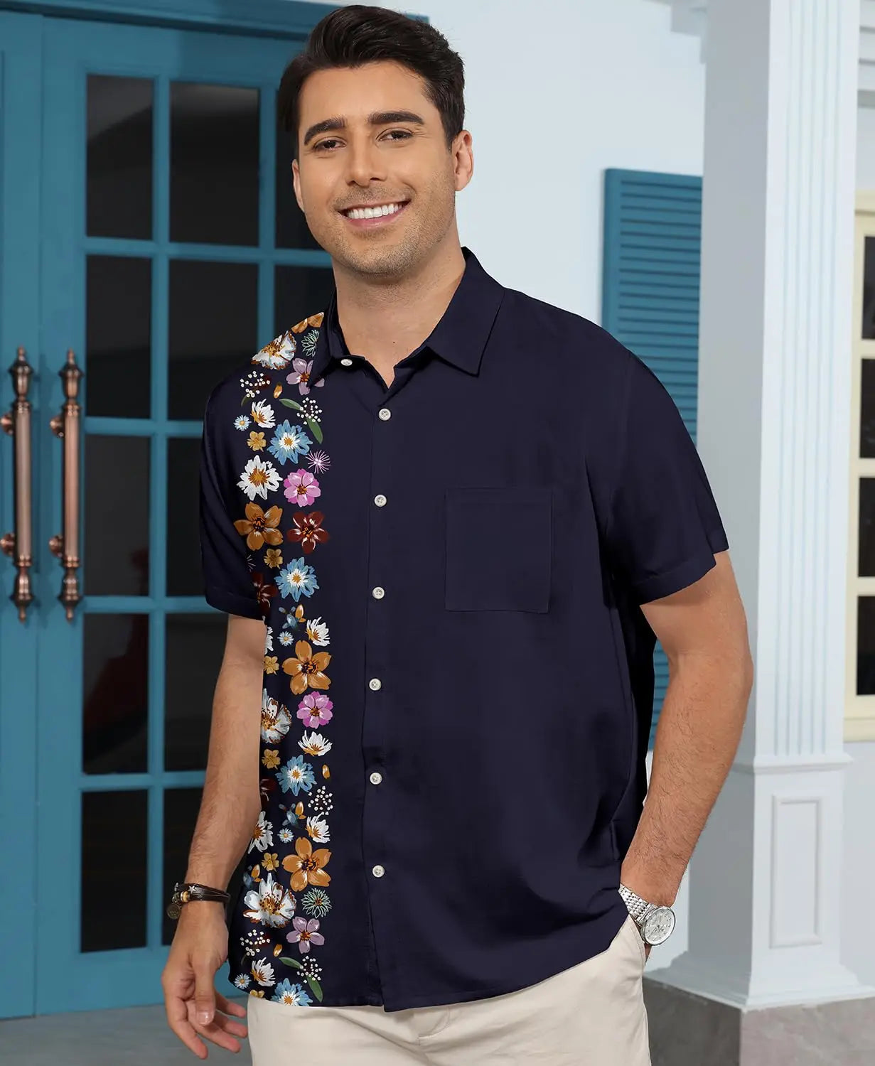 KYKU Hawaiian Shirt for Men: Beach Summer Mens Button Down Short Sleeve Shirt Tropical Vacation Casual Clothes