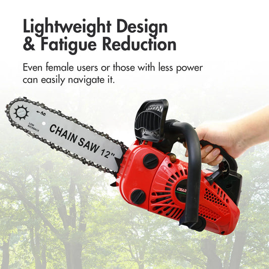 12 Inch Cordless Chainsaw Gasoline Lightweight Portable Electric 1000W 25.4 CC Woodworking for Tree Wood Branch Cutting Farm