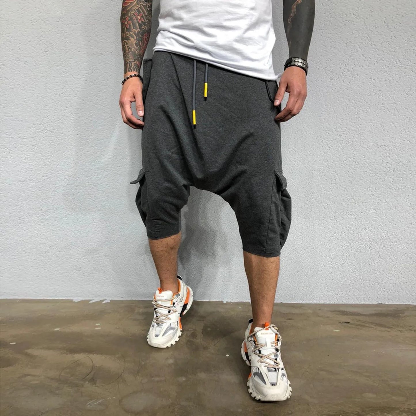Casual Sweatpants For Men Hip Hop Trend In Europe America Loose Solid Street Sports Harlan Cropped Trousers Men'S Clothing