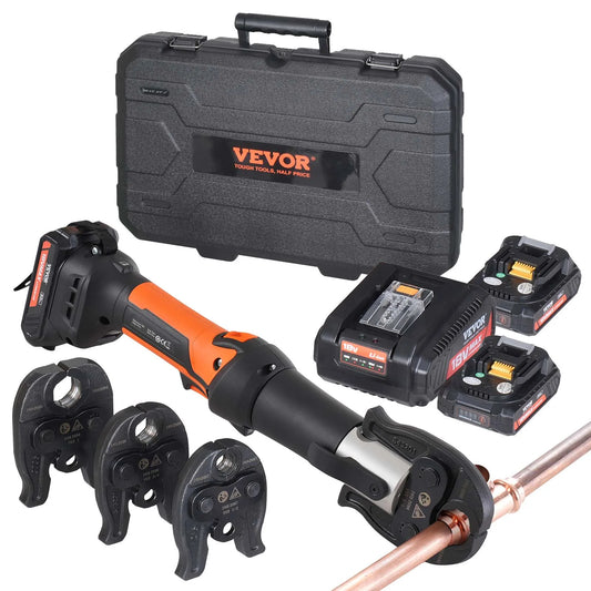 SucceBuy Pro Press Tool 18V Electric Pipe Crimping Tool for 1/2" 3/4" 1" Copper Pipes Press Tool Kit with 3 Jaws 2Pcs Battery