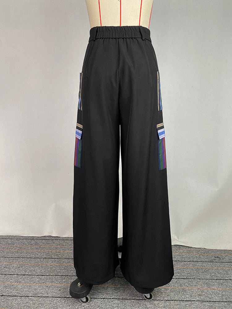 Street Casual Style Cool Girls Trousers Contrast Color Pocket Stripe Design Bottoms Pants For Woman 2025 New In Clothing