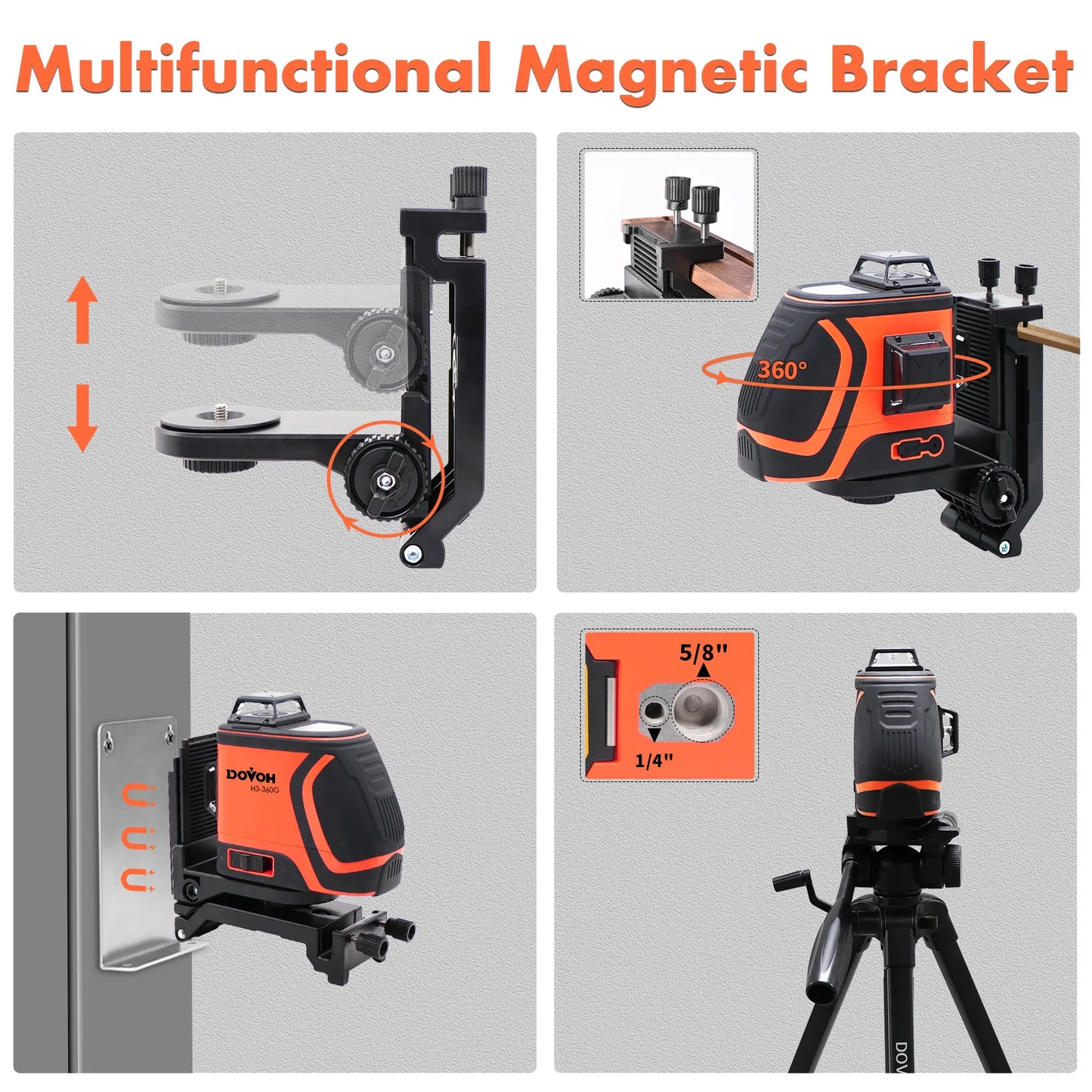 DOVOH Outdoor Laser Level with Receiver, 400ft High Power  360 Self Leveling with Detector for Sunlight Construction,H3-360G-Kit