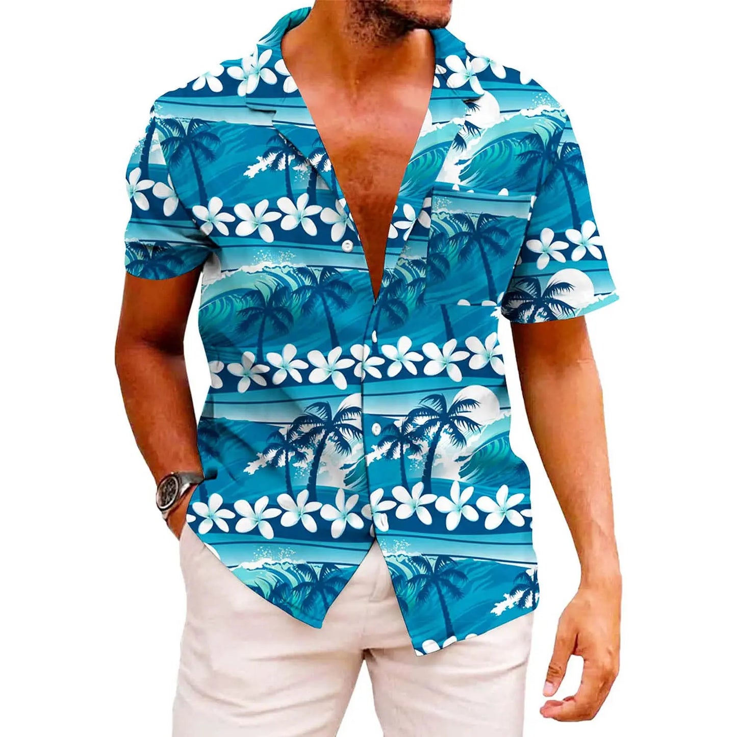 KYKU Funky Halloween Hawaiian Shirt for Men Palm Beach Shirts Tropical Vacation Shirts