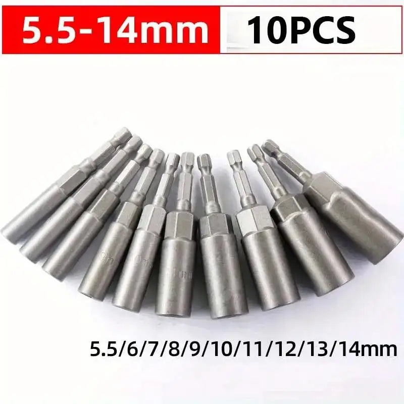 6pcs Magnetic Screwdriver Bit Kit for Electric Drill and Impact Drivers - Long Deep Nut Screw Adapter with Power Tools