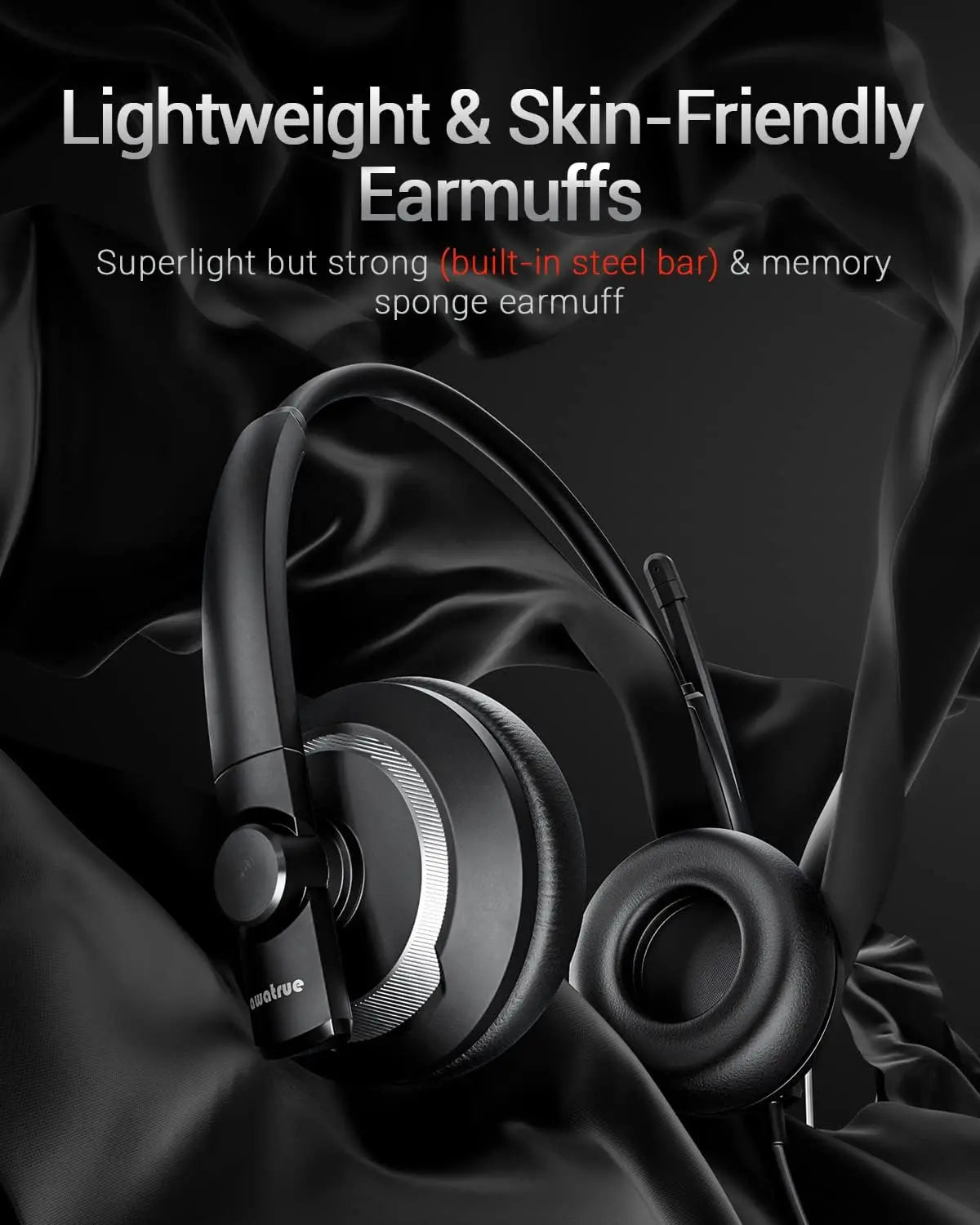 AWATRUE EH05 Wired USB Headset with Noise Cancelling Microphone Lightweight in-Line Control Enhanced Sound for PC Laptop