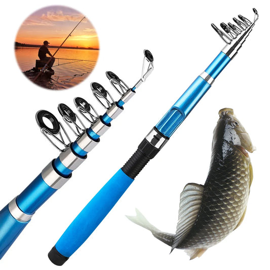 Telescopic Fishing Rod Short Collapsible Rod Telescopic Rea Fishing Rod for Saltwater and Freshwater