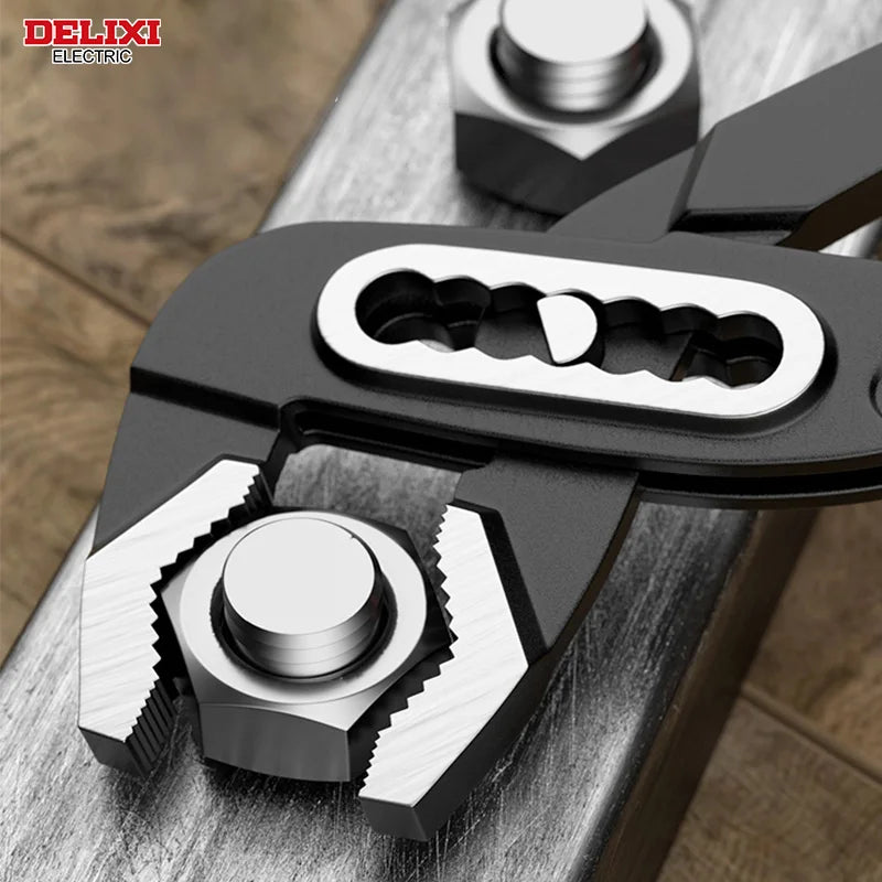 DELIXI ELECTRlC 3-Piece Quick Release Groove Water Pump Pliers Set, Pipe WrenchAdjustable Large Opening