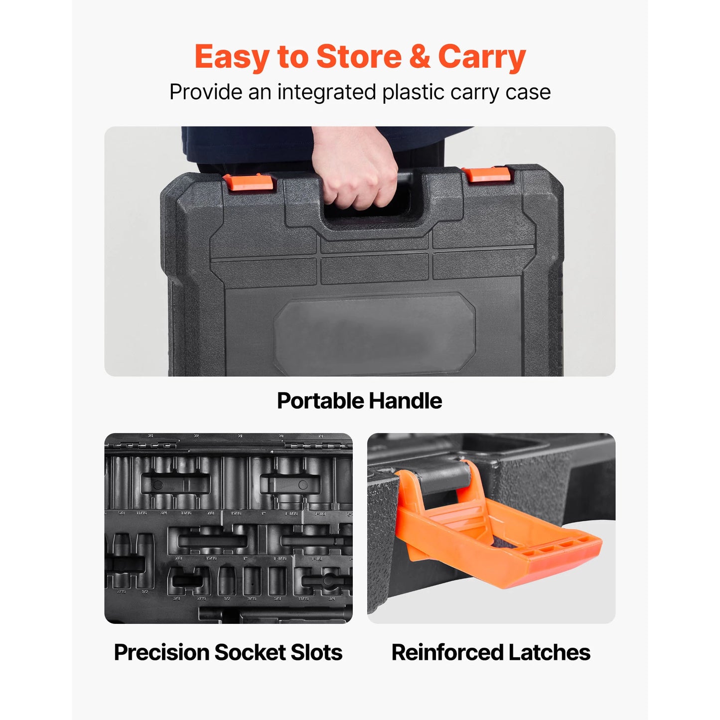 SucceBuy 26/65PCs US Drive Impact Socket Set Deep Standard Socket Set SAE Metric 6 Point CR-V Cr-Mo Alloy Steel Auto Repair